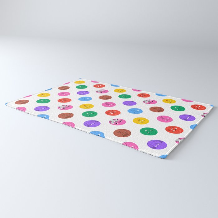 Funny colorful cartoon character face pattern Rug Gallery Image 3
