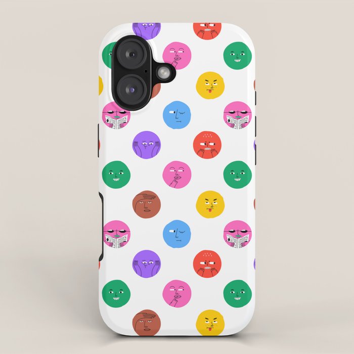 Funny colorful cartoon character face pattern iPhone Case Gallery Image 1