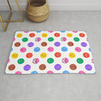 Funny colorful cartoon character face pattern Rug Gallery Image 1
