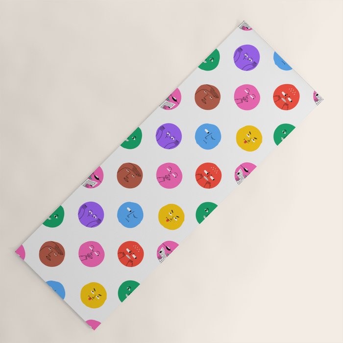 Funny colorful cartoon character face pattern Yoga Mat Gallery Image 1