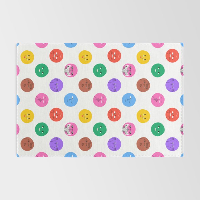 Funny colorful cartoon character face pattern Rug Gallery Image 2