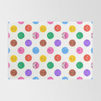 Funny colorful cartoon character face pattern Rug Gallery Image 2
