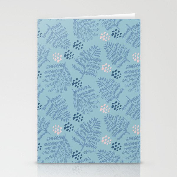 Winter & Woodsy Pine Trees in Warm Blue Stationery Card Gallery Image 2