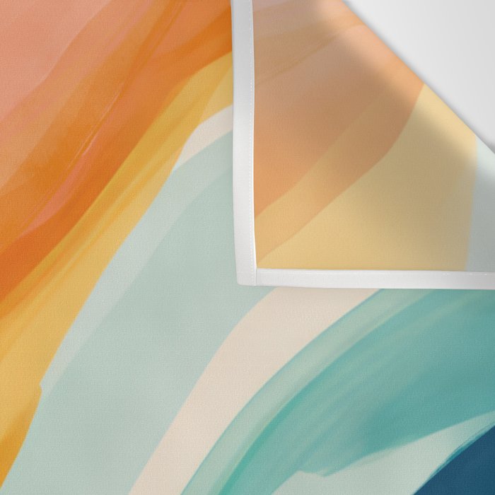 Pink, Yellow, Blue, Watercolor Abstract Sunrise Waves Wall Tapestry Gallery Image 3