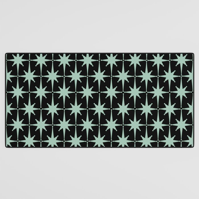 Atomic Age 1950s Retro Starburst Pattern in Mid-Century Modern Mint and Black Desk Mat Gallery Image 3