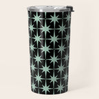 Atomic Age 1950s Retro Starburst Pattern in Mid-Century Modern Mint and Black Travel Mug Gallery Image 2