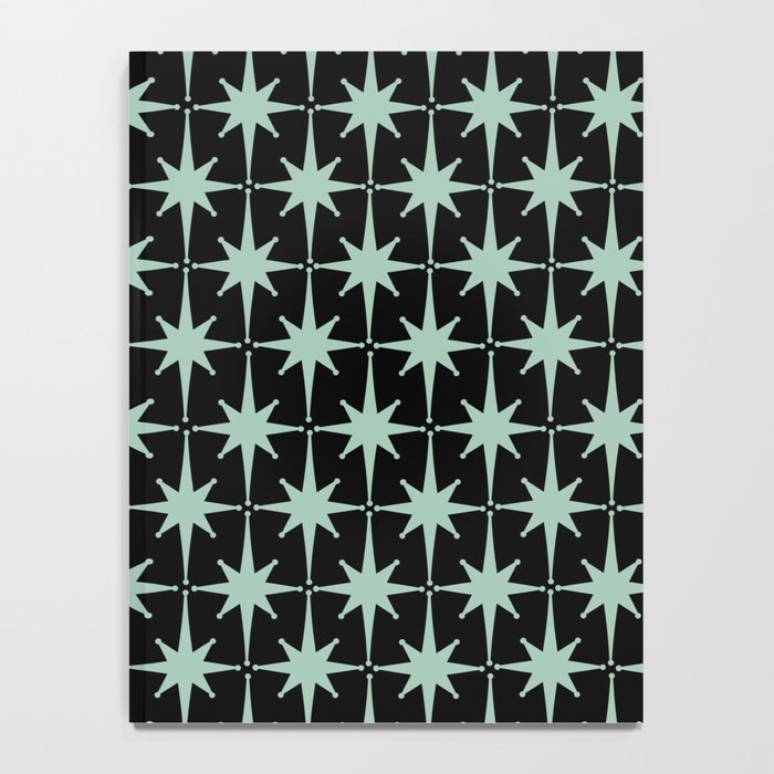 Atomic Age 1950s Retro Starburst Pattern in Mid-Century Modern Mint and Black Notebook Gallery Image 4