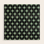Atomic Age 1950s Retro Starburst Pattern in Mid-Century Modern Mint and Black Wood Wall Art Gallery Image 1