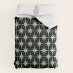 Atomic Age 1950s Retro Starburst Pattern in Mid-Century Modern Mint and Black Comforter Gallery Image 6