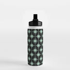 Atomic Age 1950s Retro Starburst Pattern in Mid-Century Modern Mint and Black Water Bottle Gallery Image 2