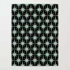 Atomic Age 1950s Retro Starburst Pattern in Mid-Century Modern Mint and Black Poster Gallery Image 4