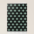 Atomic Age 1950s Retro Starburst Pattern in Mid-Century Modern Mint and Black Stationery Card Gallery Image 2