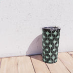 Atomic Age 1950s Retro Starburst Pattern in Mid-Century Modern Mint and Black Travel Mug Gallery Image 4