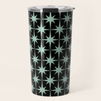 Atomic Age 1950s Retro Starburst Pattern in Mid-Century Modern Mint and Black Travel Mug Gallery Image 1