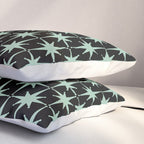 Atomic Age 1950s Retro Starburst Pattern in Mid-Century Modern Mint and Black Pillow Sham Gallery Image 3