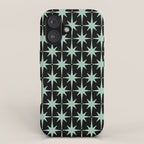 Atomic Age 1950s Retro Starburst Pattern in Mid-Century Modern Mint and Black iPhone Case Gallery Image 1