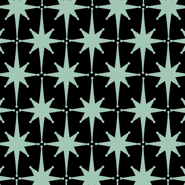Atomic Age 1950s Retro Starburst Pattern in Mid-Century Modern Mint and Black Coffee Mug Gallery Image 2