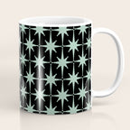 Atomic Age 1950s Retro Starburst Pattern in Mid-Century Modern Mint and Black Coffee Mug Gallery Image 1