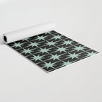 Atomic Age 1950s Retro Starburst Pattern in Mid-Century Modern Mint and Black Yoga Mat Gallery Image 2