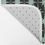 Atomic Age 1950s Retro Starburst Pattern in Mid-Century Modern Mint and Black Bath Mat Gallery Image 2