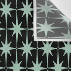 Atomic Age 1950s Retro Starburst Pattern in Mid-Century Modern Mint and Black Wall Tapestry Gallery Image 3