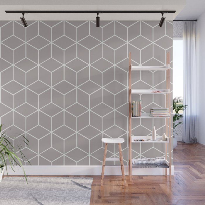 Cube Geometric 03 Grey Wall Mural Gallery Image 1