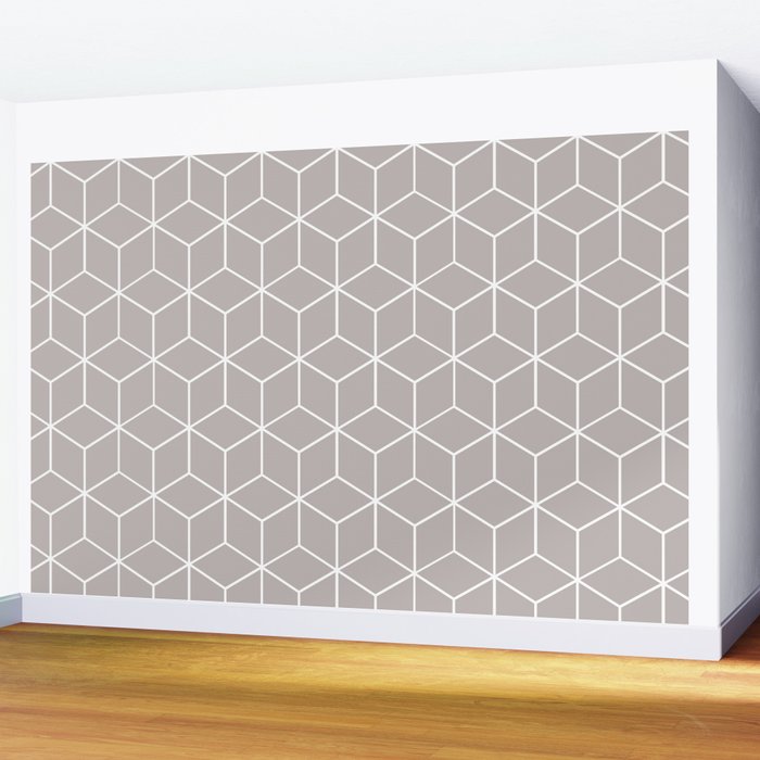 Cube Geometric 03 Grey Wall Mural Gallery Image 2