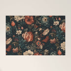 Vintage Aesthetic Beautiful Flowers, Nature Art, Dark Cottagecore Plant Collage - Flower Welcome Mat Gallery Image 1