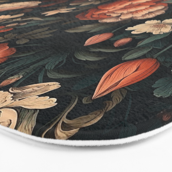 Vintage Aesthetic Beautiful Flowers, Nature Art, Dark Cottagecore Plant Collage - Flower Bath Mat Gallery Image 3