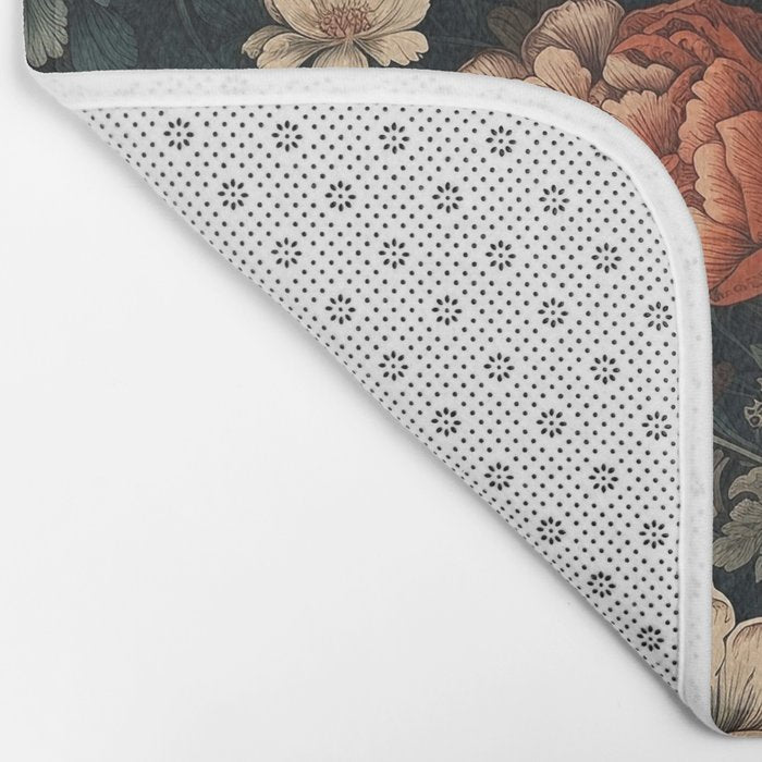 Vintage Aesthetic Beautiful Flowers, Nature Art, Dark Cottagecore Plant Collage - Flower Bath Mat Gallery Image 2