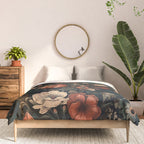Vintage Aesthetic Beautiful Flowers, Nature Art, Dark Cottagecore Plant Collage - Flower Comforter Gallery Image 3