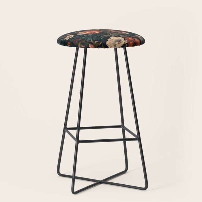 Vintage Aesthetic Beautiful Flowers, Nature Art, Dark Cottagecore Plant Collage - Flower Stool Gallery Image 1