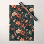 Vintage Aesthetic Beautiful Flowers, Nature Art, Dark Cottagecore Plant Collage - Flower Wrapping Paper Gallery Image 1