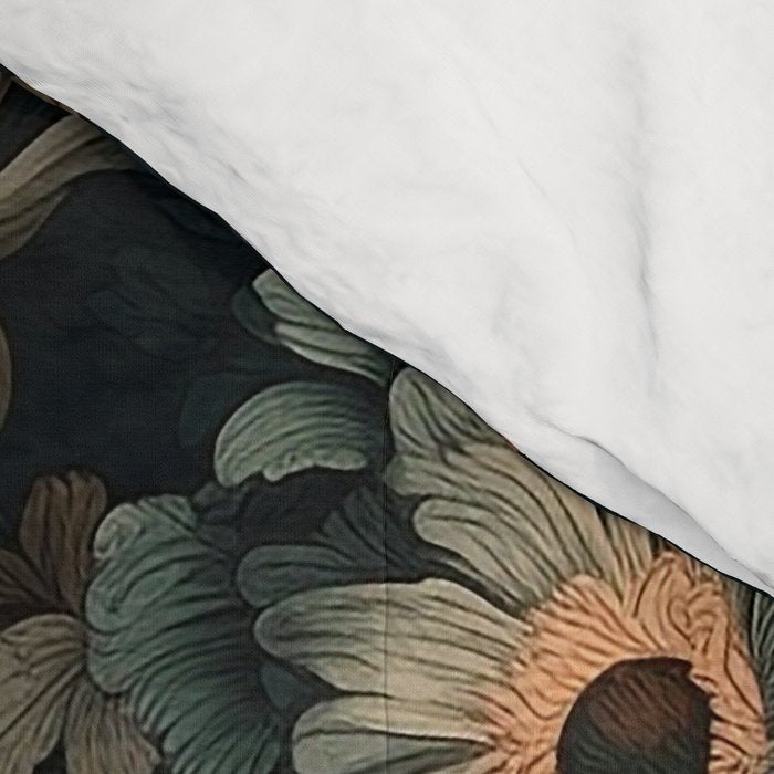 Vintage Aesthetic Beautiful Flowers, Nature Art, Dark Cottagecore Plant Collage - Flower Comforter Gallery Image 4