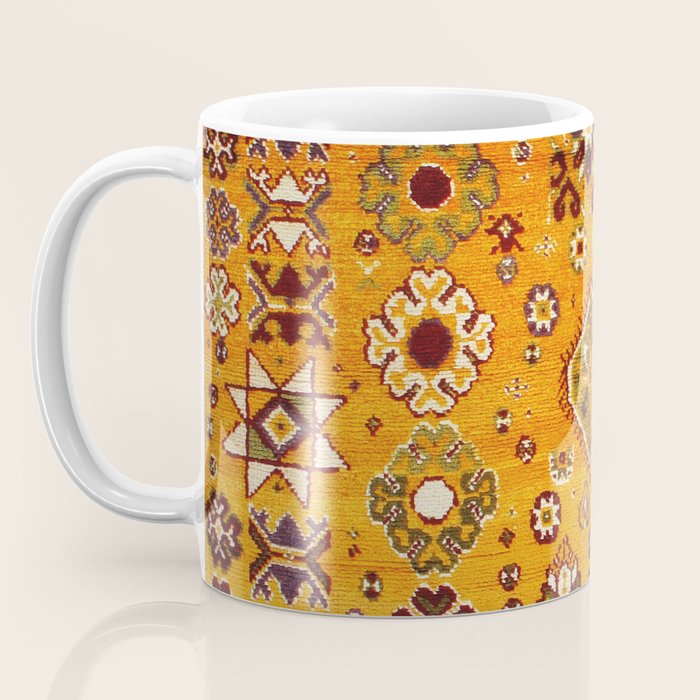 Camel Ochre Antique Colorful Moroccan Rug Print Coffee Mug Gallery Image 3