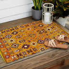 Camel Ochre Antique Colorful Moroccan Rug Print Outdoor Rug Gallery Image 2