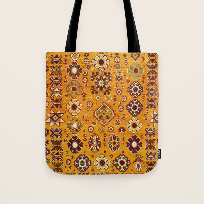 Camel Ochre Antique Colorful Moroccan Rug Print Tote Bag Gallery Image 1
