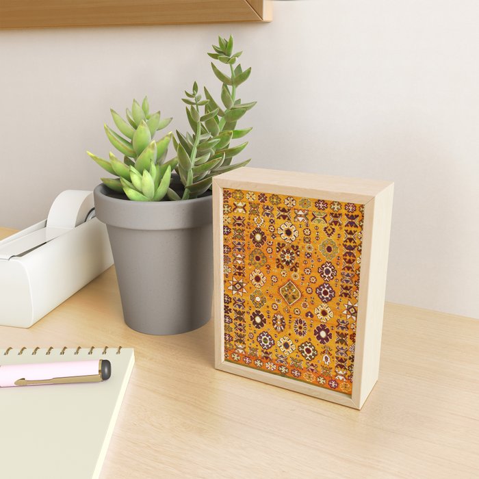 Camel Ochre Antique Colorful Moroccan Rug Print Mini Art Print Gallery Image 2