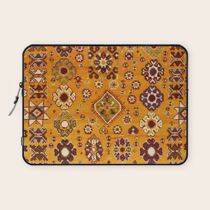 Camel Ochre Antique Colorful Moroccan Rug Print Laptop Sleeve Gallery Image 1