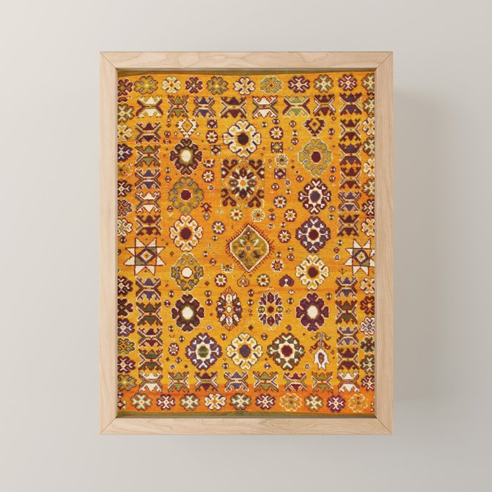Camel Ochre Antique Colorful Moroccan Rug Print Mini Art Print Gallery Image 1