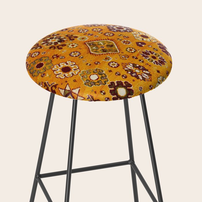 Camel Ochre Antique Colorful Moroccan Rug Print Stool Gallery Image 2