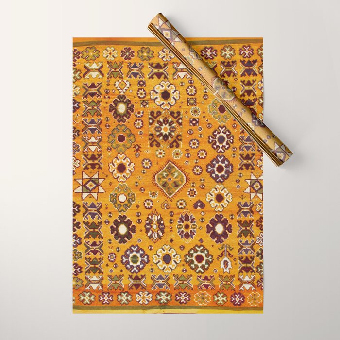 Camel Ochre Antique Colorful Moroccan Rug Print Wrapping Paper Gallery Image 1