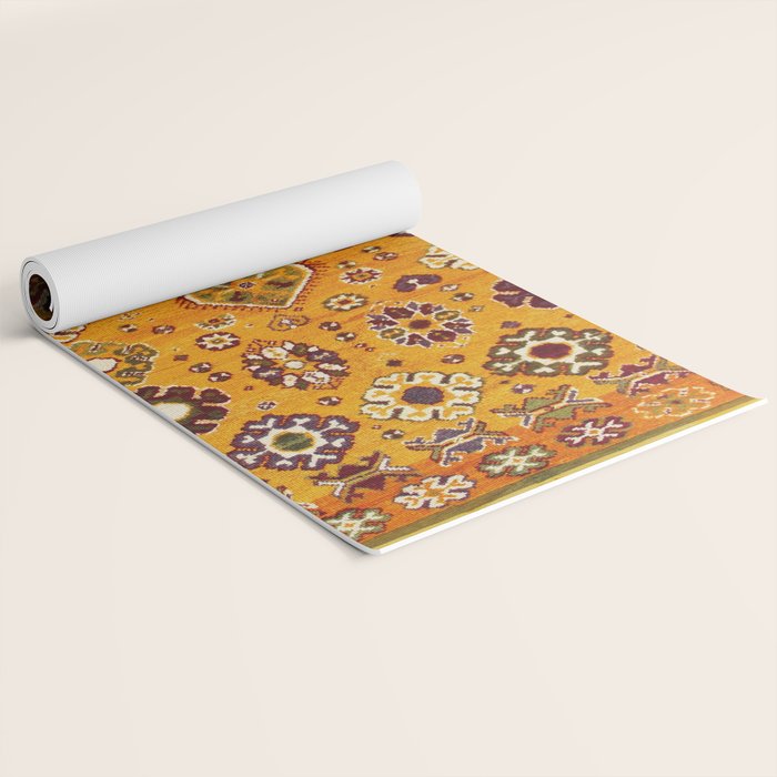 Camel Ochre Antique Colorful Moroccan Rug Print Yoga Mat Gallery Image 2
