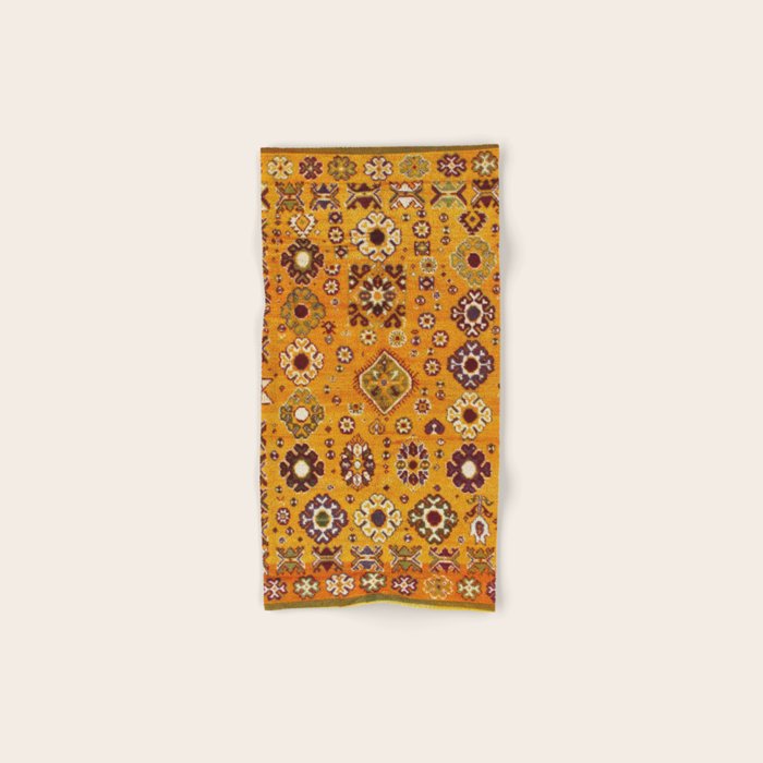 Camel Ochre Antique Colorful Moroccan Rug Print Bath Towel Gallery Image 1