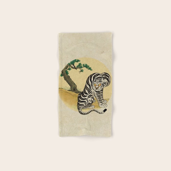 Tiger with magpie type-D : Minhwa-Korean traditional/folk art Bath Towel Gallery Image 1