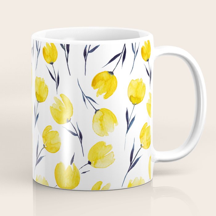 Yellow Tulips | Watercolour Pattern Coffee Mug Gallery Image 1