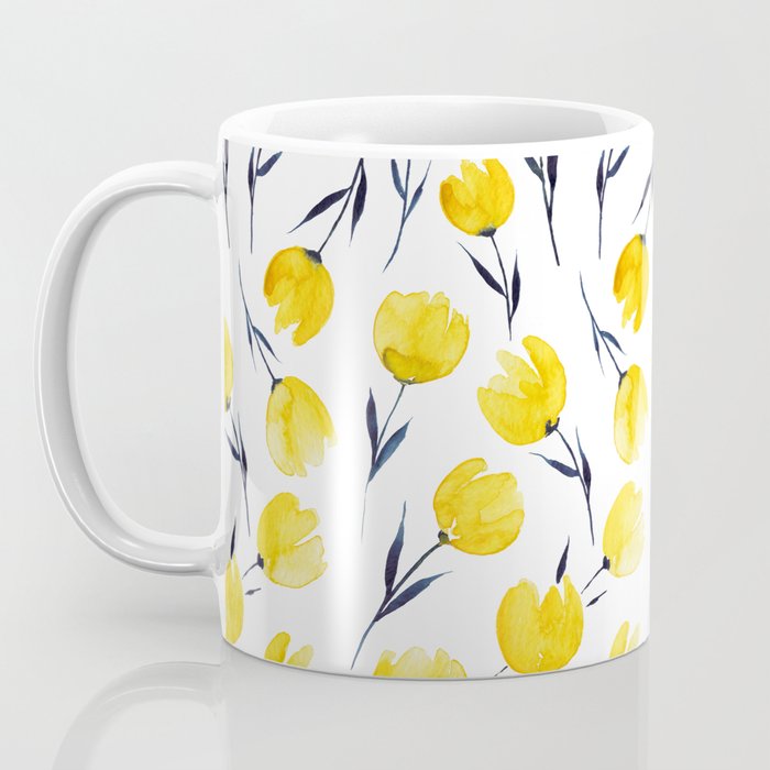 Yellow Tulips | Watercolour Pattern Coffee Mug Gallery Image 3