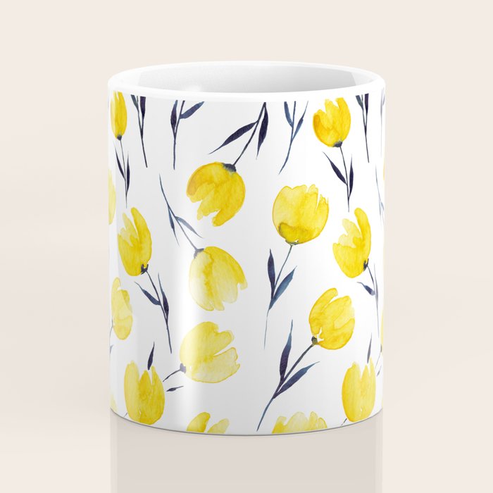 Yellow Tulips | Watercolour Pattern Coffee Mug Gallery Image 4