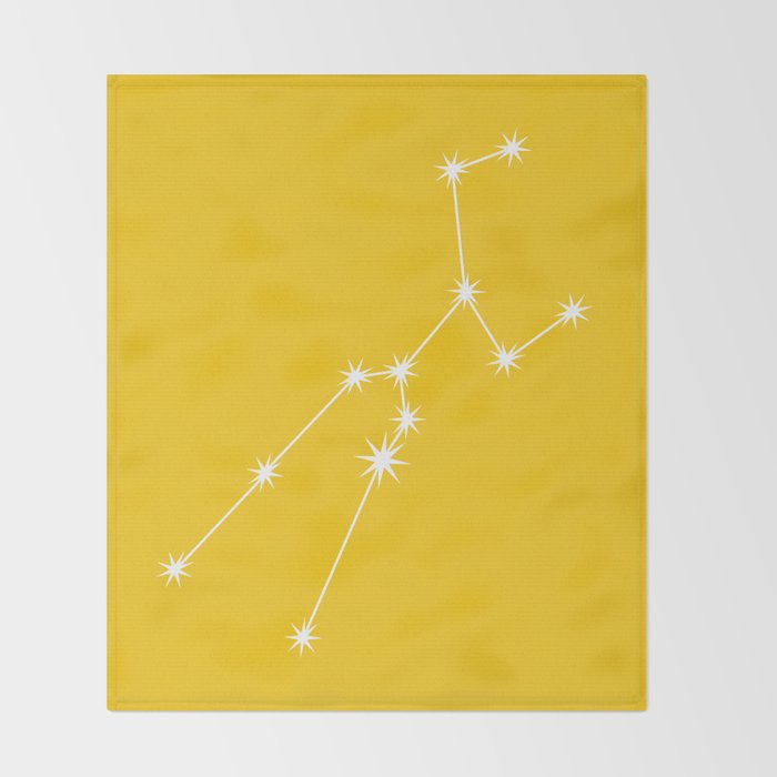 Taurus Zodiac Star Constellation Line Art Bright Yellow Throw Blanket Gallery Image 2