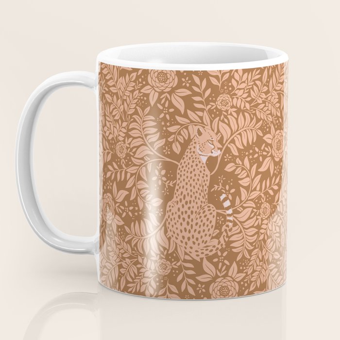Summer Cheetah Floral Pattern - Fawn Brown Coffee Mug Gallery Image 3